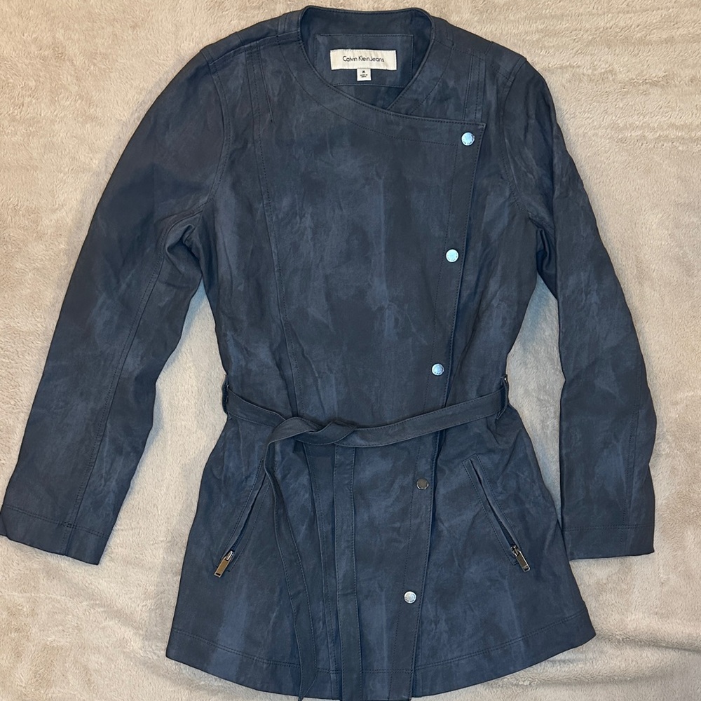 Calvin Klein Jeans Navy Belted Coat